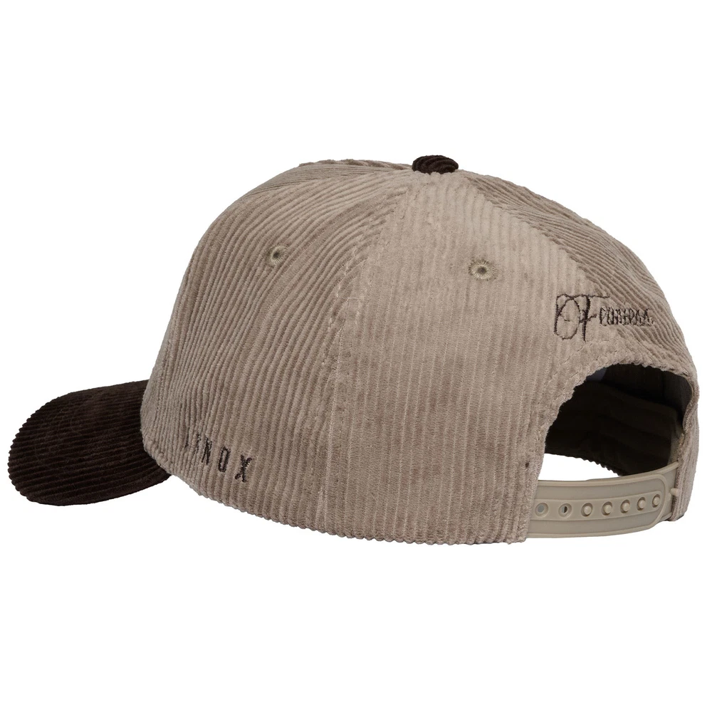 Beige Annox-kasket fra sortimentet set bagfra med snapback-plastlukning.